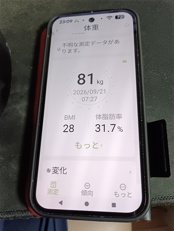 9月21日の体重81.0kg
