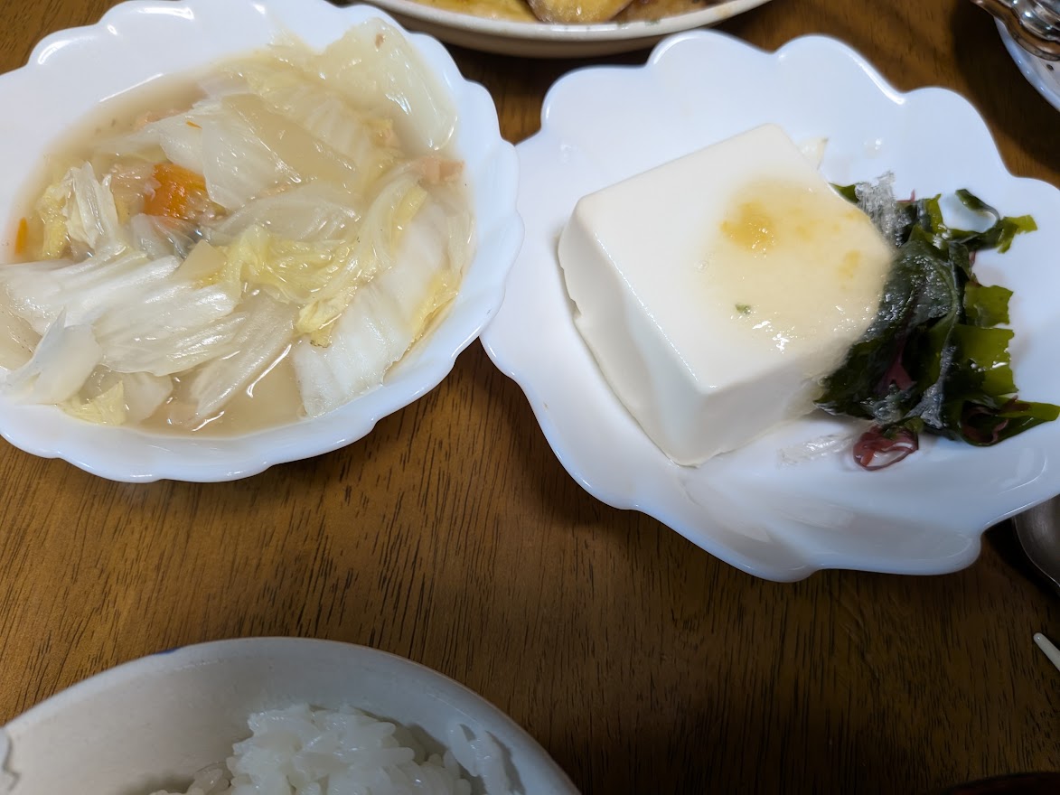 取り分けて食べた夕食のおかず