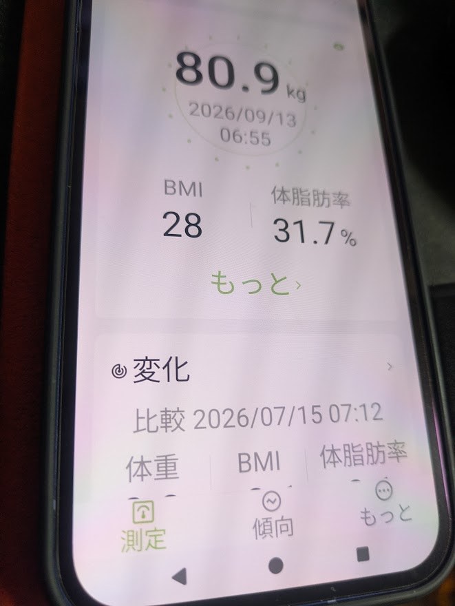 スマホでBMIと体脂肪率表示
