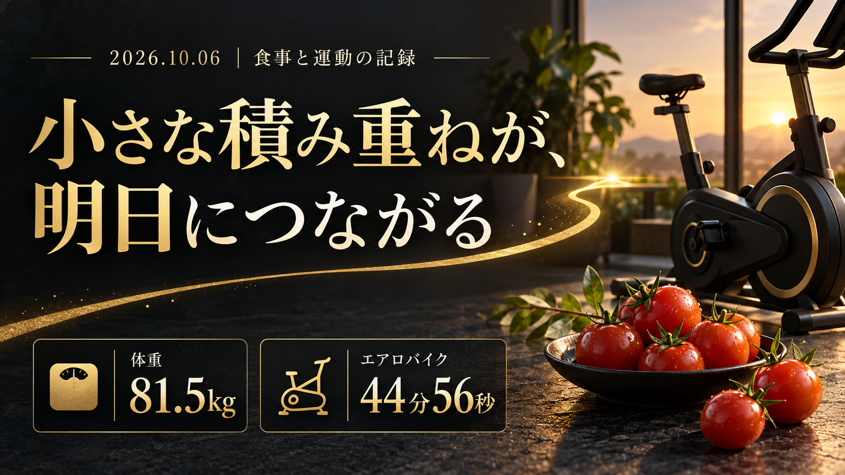 10月6日 小さな積み重ねが明日につながる。体重81.5kg、エアロバイク44分56秒