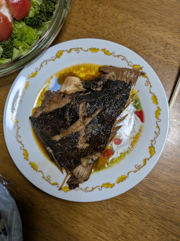 お孫さんが釣ってきたカレイの煮付け