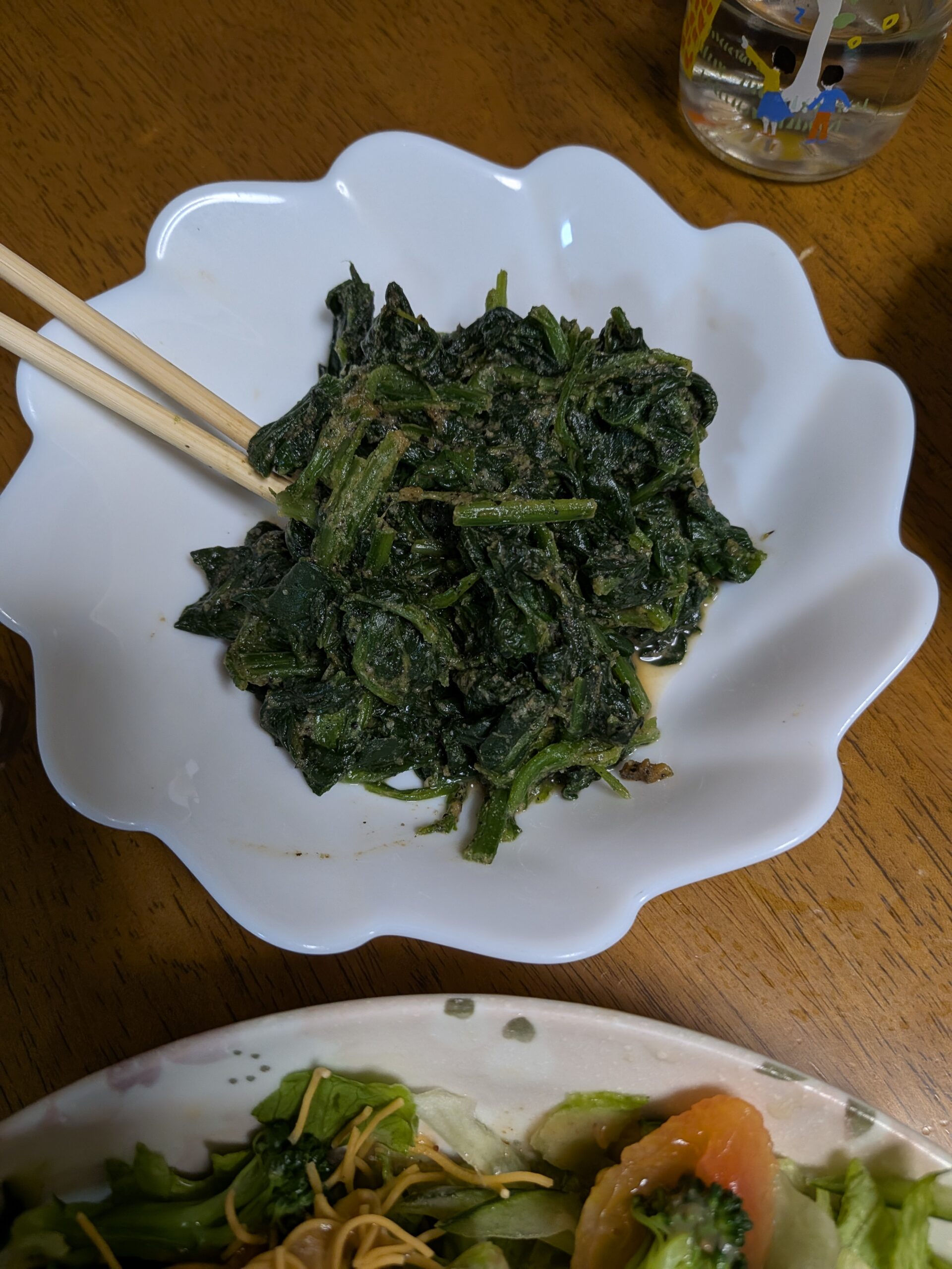 ほうれん草のきな粉あえは一口食べました
