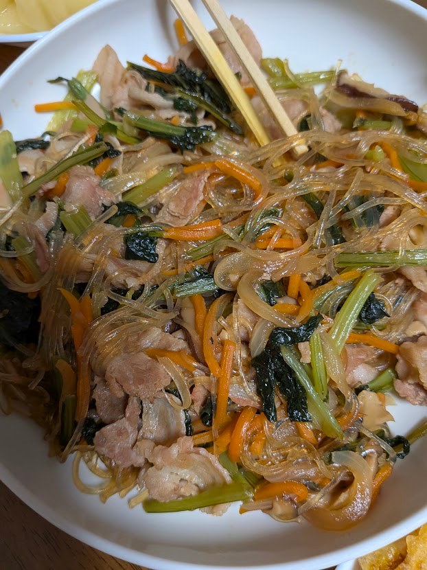 春雨と肉・野菜の炒め物。