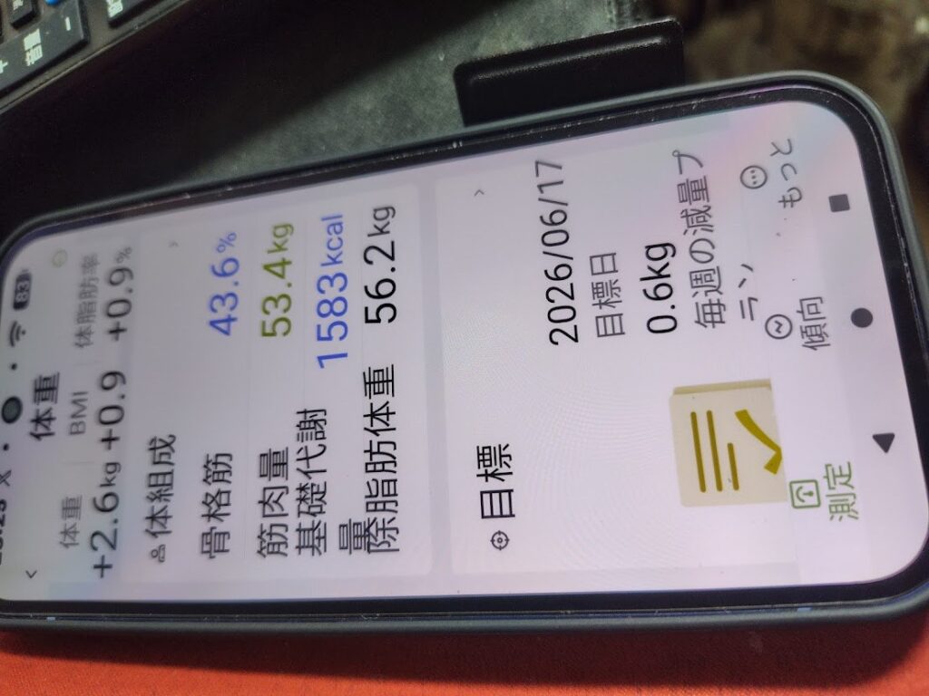 筋肉量や基礎代謝などのデータ。