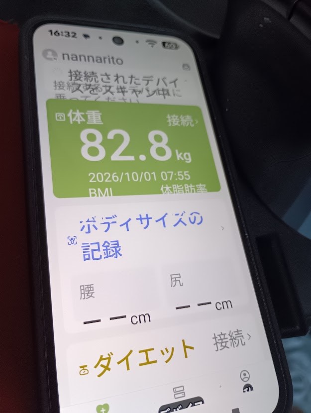 10月1日7時55分、体重82.8kg