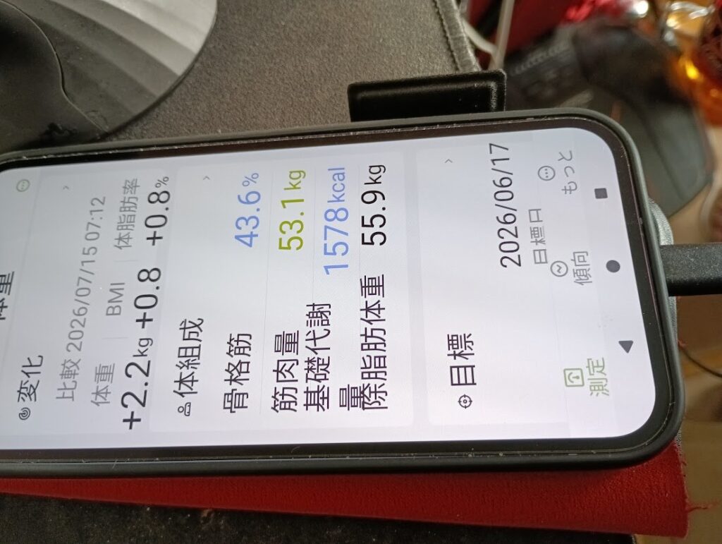 体組成の記録画面
