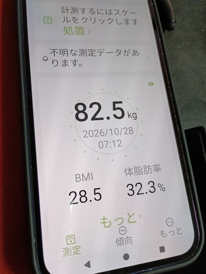 同じく体重82.5kgの表示